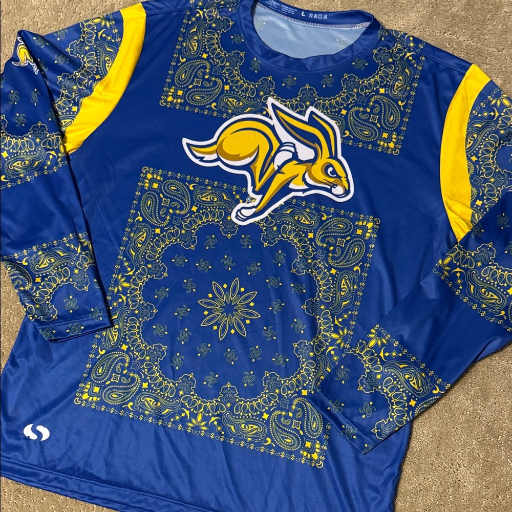 Blue and Yellow Graphic Long Sleeve Shirt